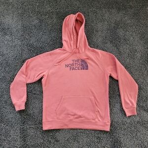 The North Face Coral Pink Purple and Teal  Hoodie Sweatshirt Jacket with pocket.